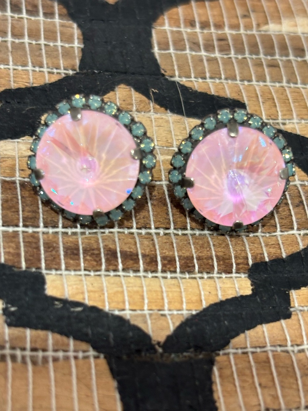 Sabika Pink Crystal Round Stud Earrings - Women Jewelry
